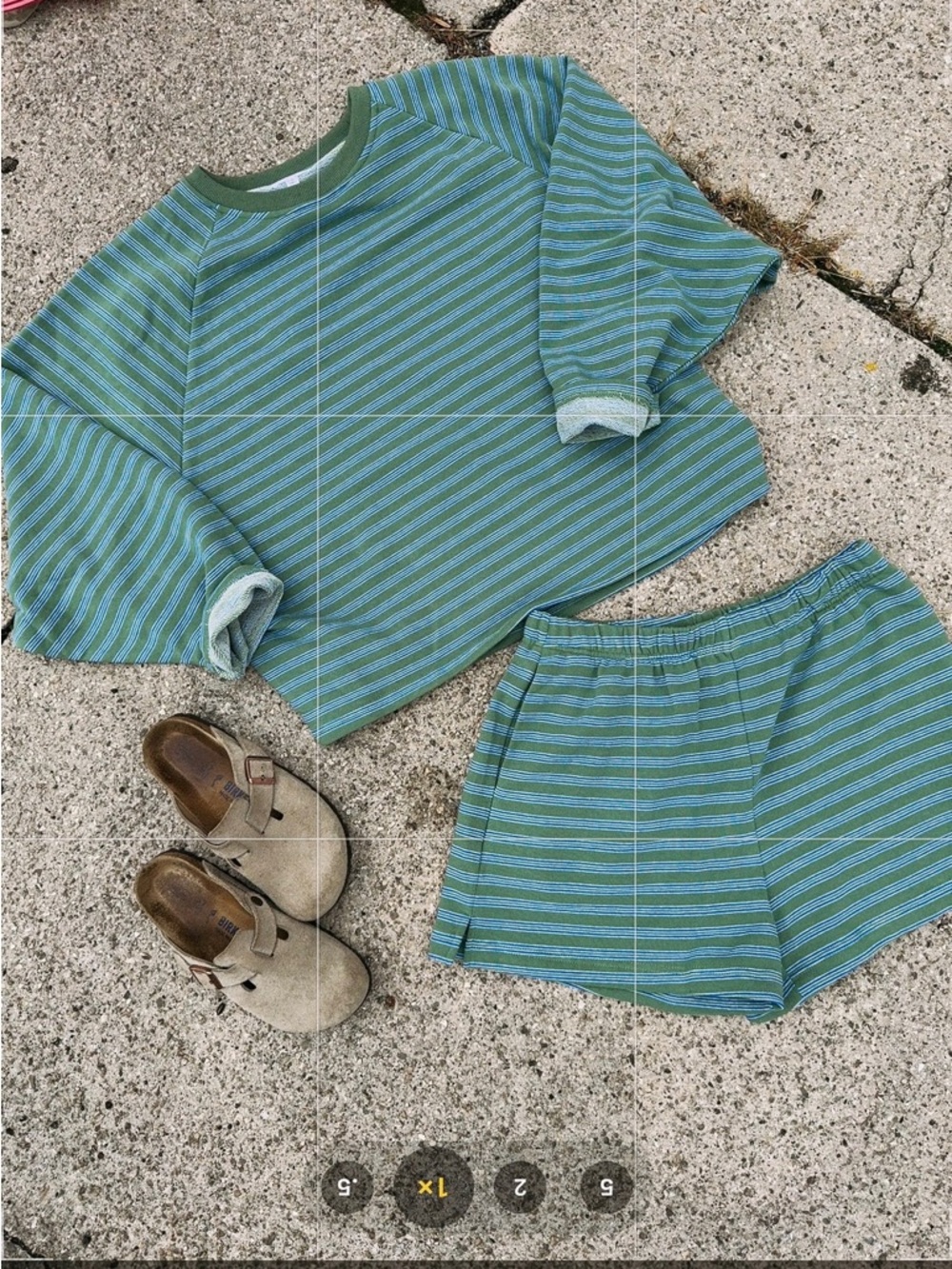 NWT Things Between Blue/Green Striped Set